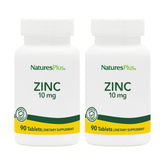 NaturesPlus Zinc 10 mg tablets front view highlighting product label and potential immune support