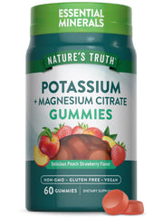 Nature's Truth gummies bottle showing convenient potassium and magnesium minerals