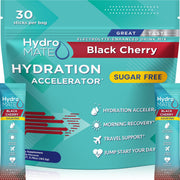 NatureWorks HydroMATE front view Black Cherry packet for quick hydration.