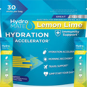 NatureWorks HydroMATE lemon lime packets box front for on the go hydration.