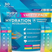 NatureWorks HydroMATE variety pack front view with assorted electrolyte packets