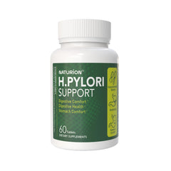 NATURION H. Pylori Support bottle front view for easy daily use.
