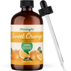 NATUROPATHY NATURE Sweet Orange Oil bottle close-up for aromatherapy use.