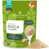 Navitas Organics Maca Powder bag-16oz, ideal for pantry storage and daily smoothie prep.