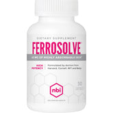 NBI FerroSolve bottle front with 30 veggie capsules for daily energy support.