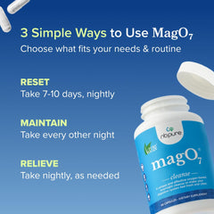 nbpure MagO7 bottle pour showing easy dosage for overnight cleanse.