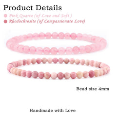 NCB pink quartz stretch bracelet close-up highlighting smooth gemstone facets
