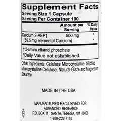 NCI Advanced Research Calcium 2-AEP capsules close-up to emphasize daily use.