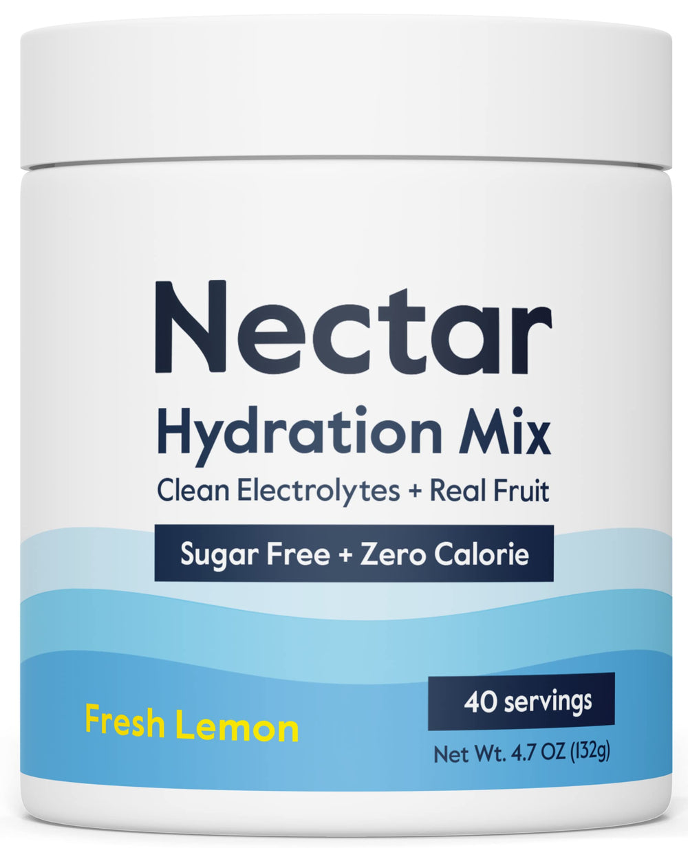 Nectar sugar-free electrolytes powder lemon tub for rapid hydration after workouts.