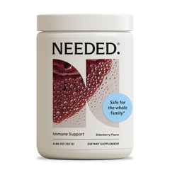 Needed Immune Support powder tub front with family-friendly labeling for daily immune support