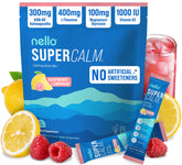 Nello SuperCalm bottle with raspberry lemonade flavor supports on the go relaxation and focus.