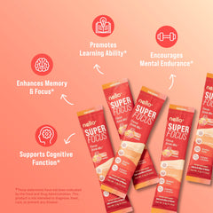 Nello Superfocus stick packets ready to mix for on-the-go concentration.