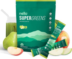 Nello Supergreens Apple Pear powder tub boosts daily energy with a greens blend.