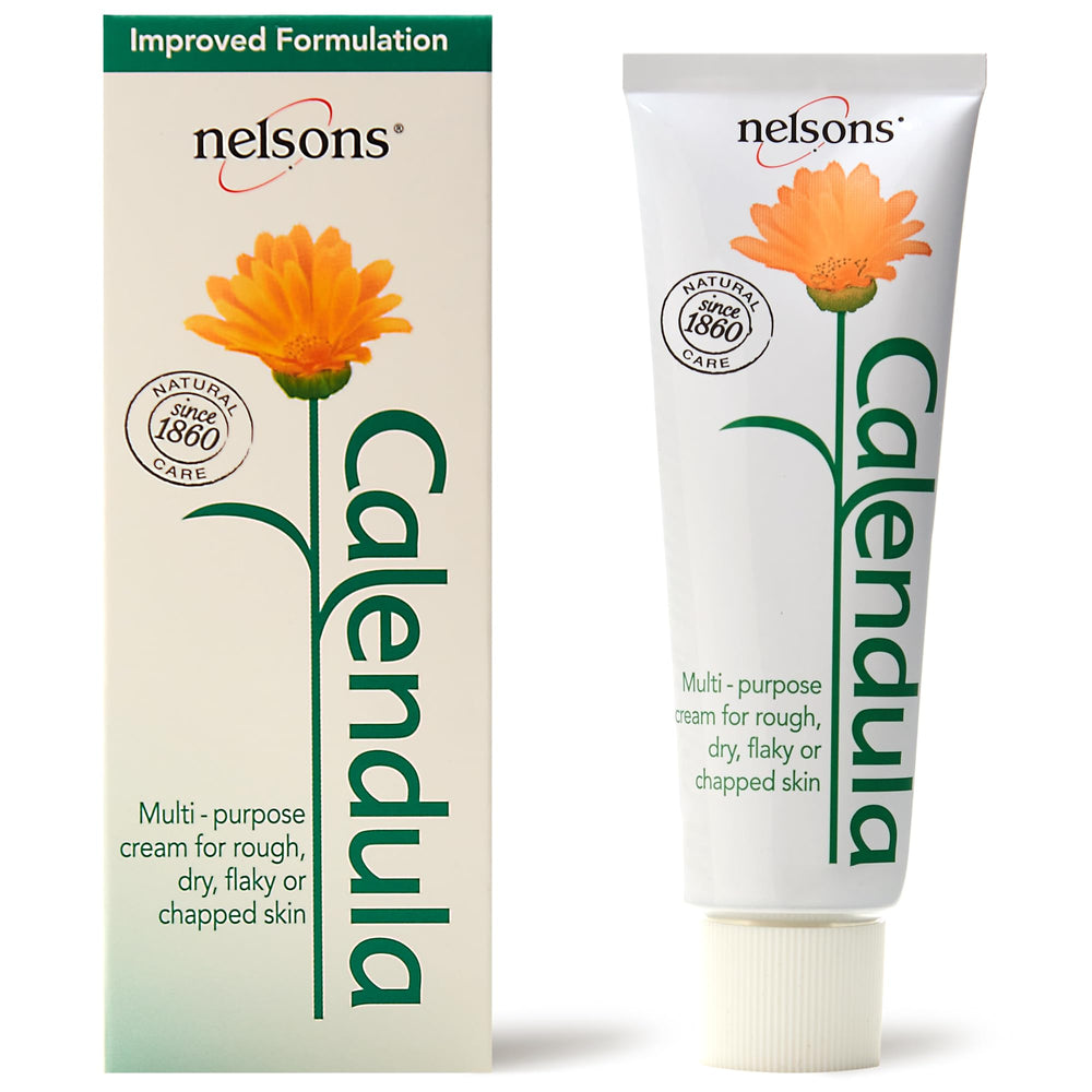 Nelsons Calendula Cream 50g tube, soothing hydration for dry, sensitive skin.