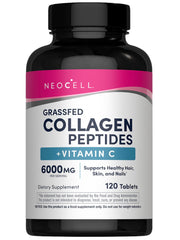 NeoCell Collagen Plus Vitamin C tablets bottle promotes skin hydration and vitality.