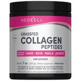 NeoCell Grassfed Collagen Peptides powder bottle highlighting skin support.