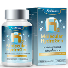 NeoMethis Hydrogen Water Tablets packaging emphasizes convenience for daily antioxidant hydration.