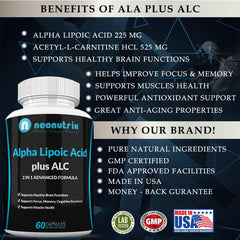 Neonutrix bottle-label closeup highlights antioxidant blend for brain and muscle support.