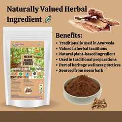 Close-up of Neotea Neem Bark Powder texture, fine and ready for mixing