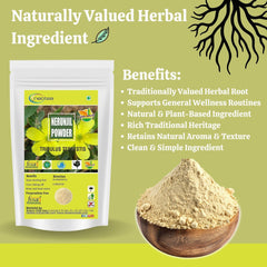 Ingredients display showing Tribulus seeds, sesame flowers, honey, and cow ghee for a natural blend.