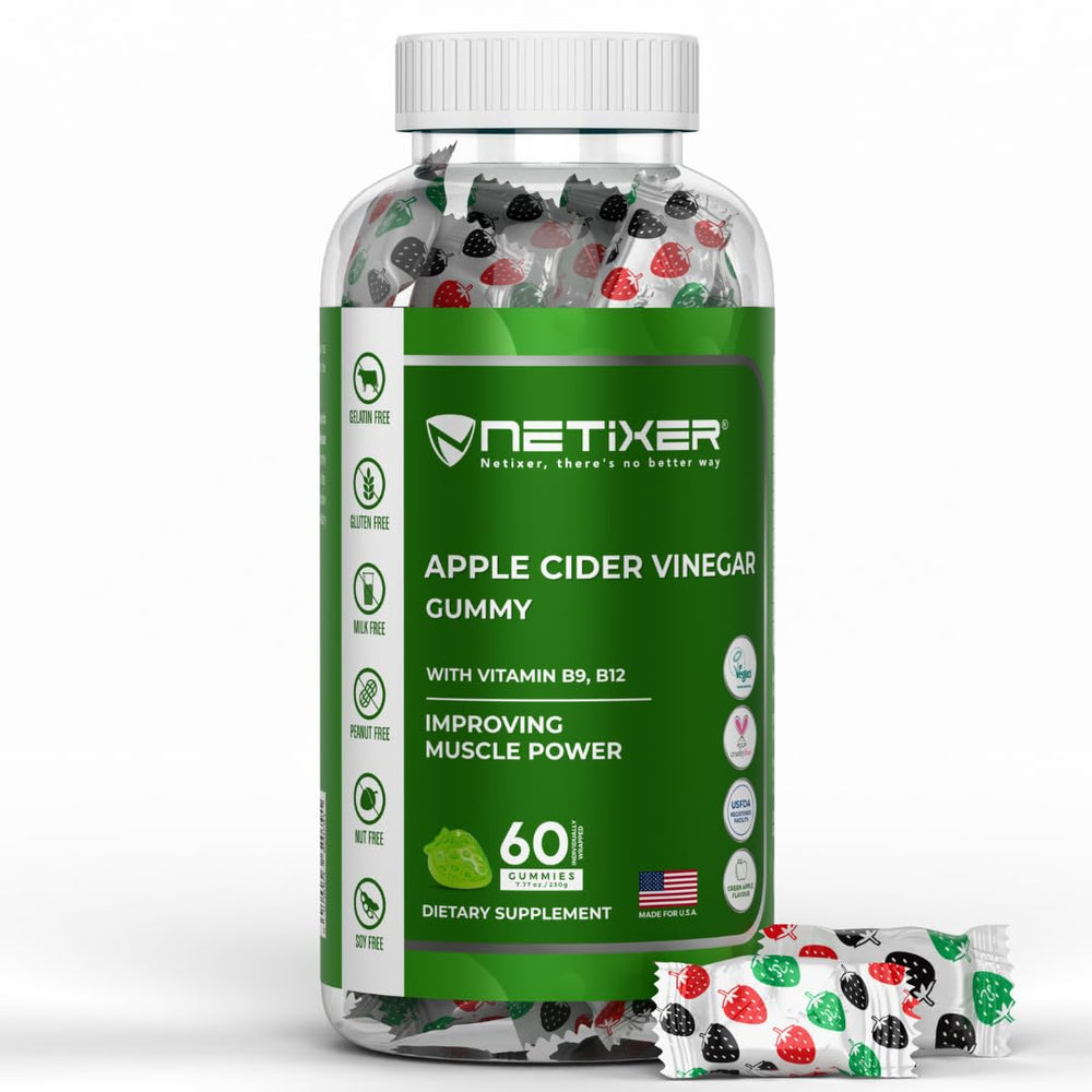 nETiXER Apple Cider Vinegar Gummies bottle for daily use.