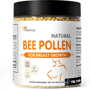 Netrca Bee Pollen jar close-up showing nutrient-rich pollen for energy support