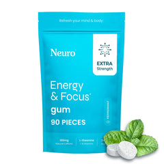 Neuro Energy and Focus Gum 90-count pack for portable alertness and concentration.