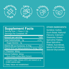 Open pack of Neuro Energy & Focus Gum showing individual pieces ready to chew