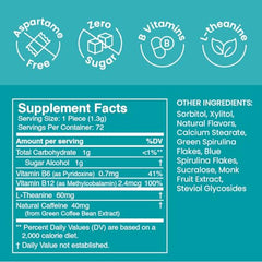 Close-up of Neuro Energy & Focus Mints packaging highlighting 80mg caffeine and vegan formula.