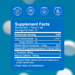 Each mint delivers 100 mg natural caffeine for steady focus.