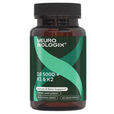 Neurobiologix D3 5000 + K1/K2 bottle front highlighting bone support.