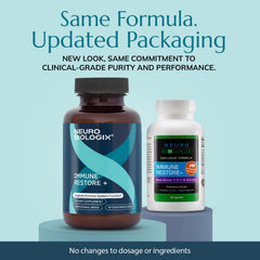 Close-up of Neurobiologix Immune Restore+ capsules for easy daily intake