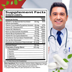 Neurobion Energy capsules close-up highlights B vitamins for alertness.