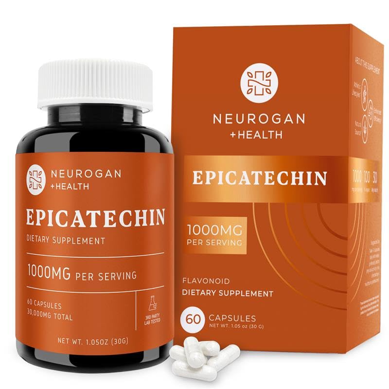 Neurogan Epicatechin capsules bottle front highlighting potency for endurance support