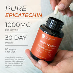 Epicatechin capsules on white background illustrating daily dose