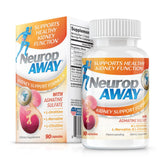 NeuropAWAY kidney support bottle front shows sugar-free daily formula.