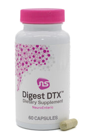 NeuroScience Digest DTX bottle front showcasing gut health support and immune balance.