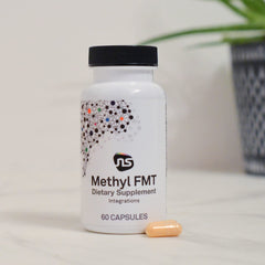 Close-up of NeuroScience Methyl Folate capsules highlighting easy daily use