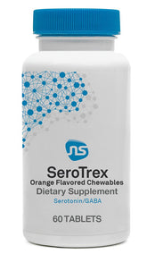 NeuroScience SeroTrex bottle with orange chewables for nightly use.