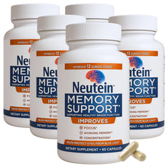 Neutein bottle front label highlighting plant-based cognitive support.
