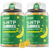 NEVISS 5-HTP Gummies bottle shown to support a calm wind-down