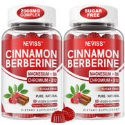 NEVISS Ceylon Cinnamon Berberine Gummies bottle with sugar-free orange flavor for daily wellness