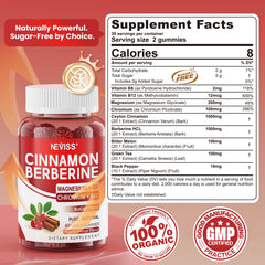 NEVISS Ceylon Cinnamon Berberine Gummies pack showing convenient daily supplement