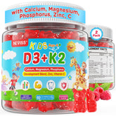 NEVISS D3 K2 Kids Gummies bottle promotes healthy bones and immune support.
