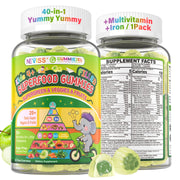 NEVISS Kids Super Greens bottle front with sugar-free gummies for active kids