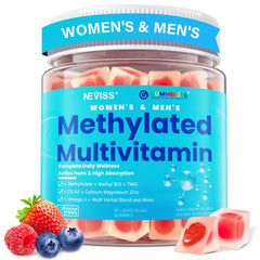 NEVISS methylated multivitamin gummies bottle for daily vegan wellness