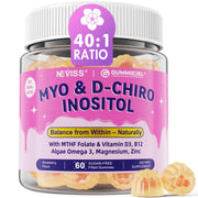 NEVISS Myo-Inositol gummies bottle for daily routine supporting potential hormone balance and cycle harmony.