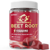 NEVISS Organic Beet Chews 1500mg bottle front view promoting circulation