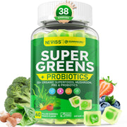 NEVISS Organic Super Greens Daily Gummies bottle with 60-count for daily energy support