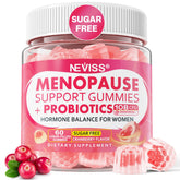 NEVISS Sugar Free Menopause Gummies bottle hero supports daily wellness with convenient, flavorful menopause care.